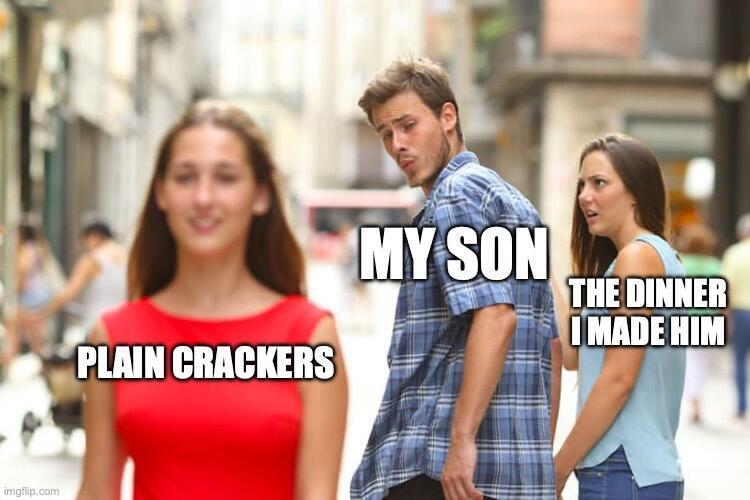 Of course plain crackers is better than chicken enchiladas